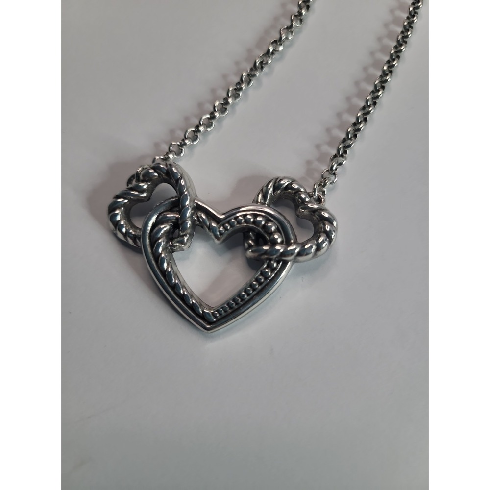 Brighton Silver Plated Interlocking Open Heart Pendant Necklace - Picture 9 of 13